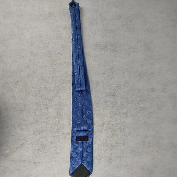 Rooster Men's Blue, Gold, Brown, Paisley Look 100% Silk Necktie - Picture 4 of 9